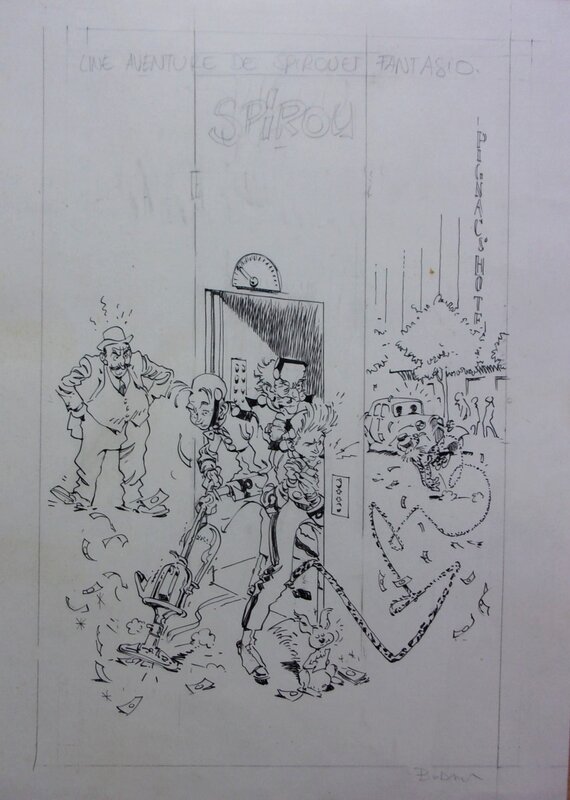 Denis Bodart, Hommage à Franquin - Spirou et Fantasio - Original Illustration