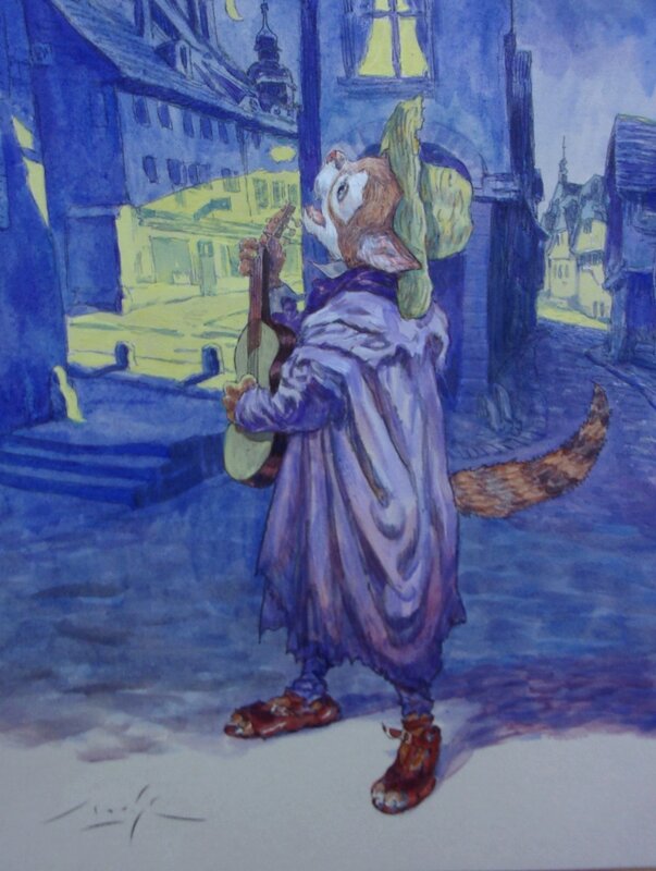 Gradimir Smudja, Le chat à la guitare - Original Illustration