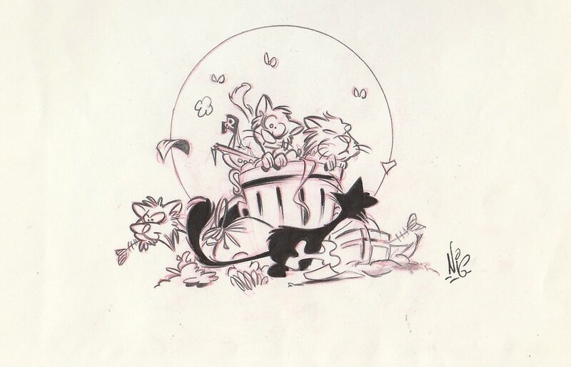 Nicolas Kéramidas, Des chats, encore des chats de l'époque de son passage chez Disney - Original Illustration