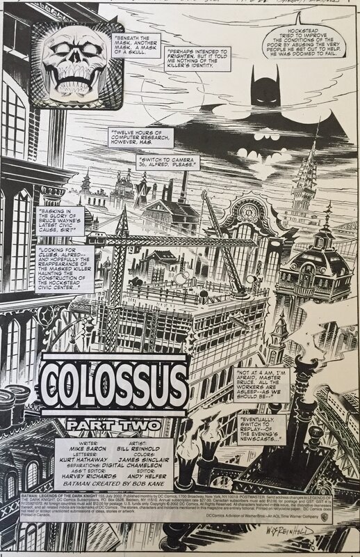 Bill Reinhold, DC Comics, Batman, Legends of the Dark Knight, Colossus, part two, Splash page, 2002. - Comic Strip