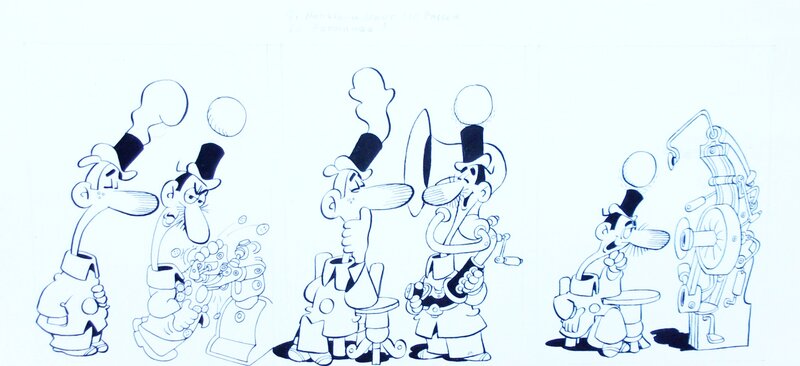 Maurice Rosy, Ensemble de 3 dessins originaux - Machines à sous - Si Monsieur veut me passer la commande? - - Illustration originale