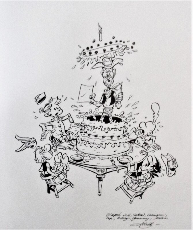 Achdé, Illustration pour mon invitation de mes 30 ans de BD à la façon Dalton City - Illustration originale