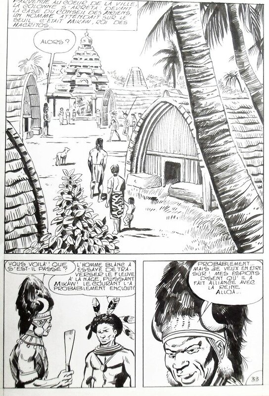 Santo D'Amico, Dan Panther, La reine des Lakanis - parution dans Chevalier Bayard n°7 (Mon journal) - Planche originale