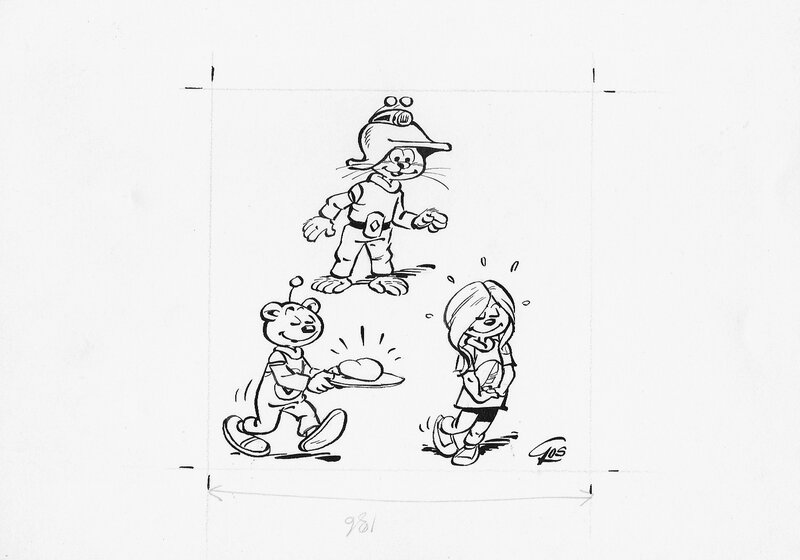 Gos, Le Scrameustache, la Princesse et le Galaxien toubib - Original Illustration