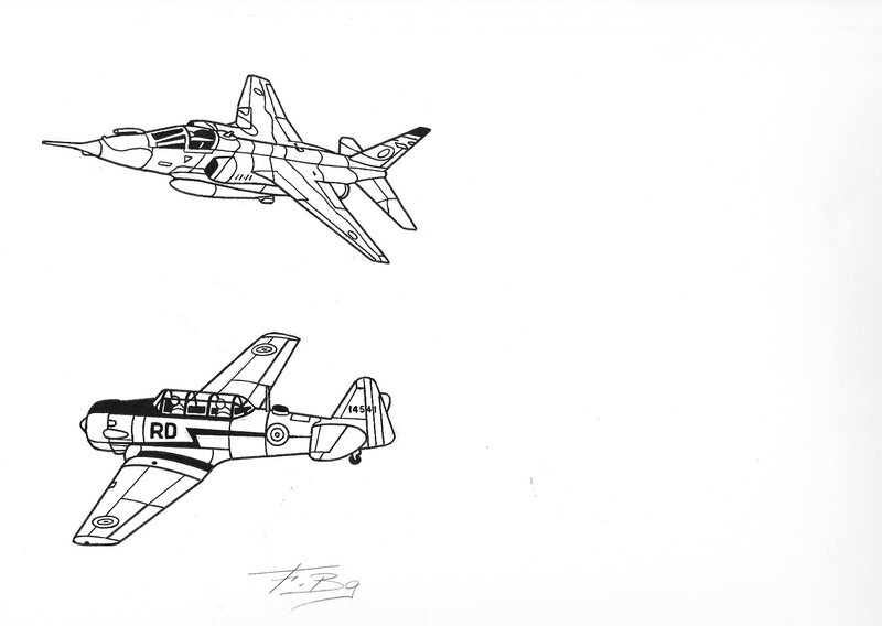 Avions - Etudes par Francis Bergèse - Illustration originale