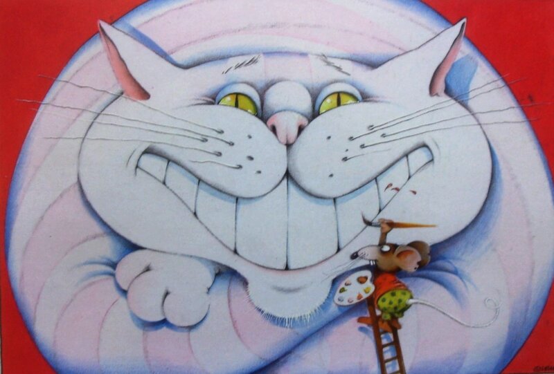 Jean-Jacques Loup, Le chat et la souris - Illustration originale