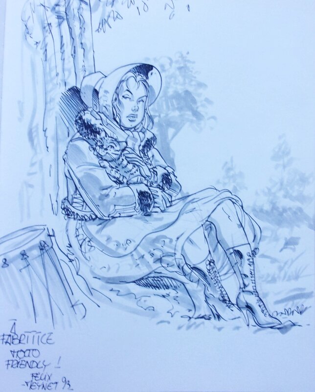 Demoiselle  au chat by Félix Meynet - Sketch