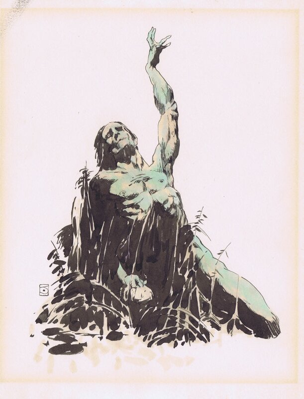 Vintage Frankenstein/Zombie art by Jeffrey Jones - Dédicace