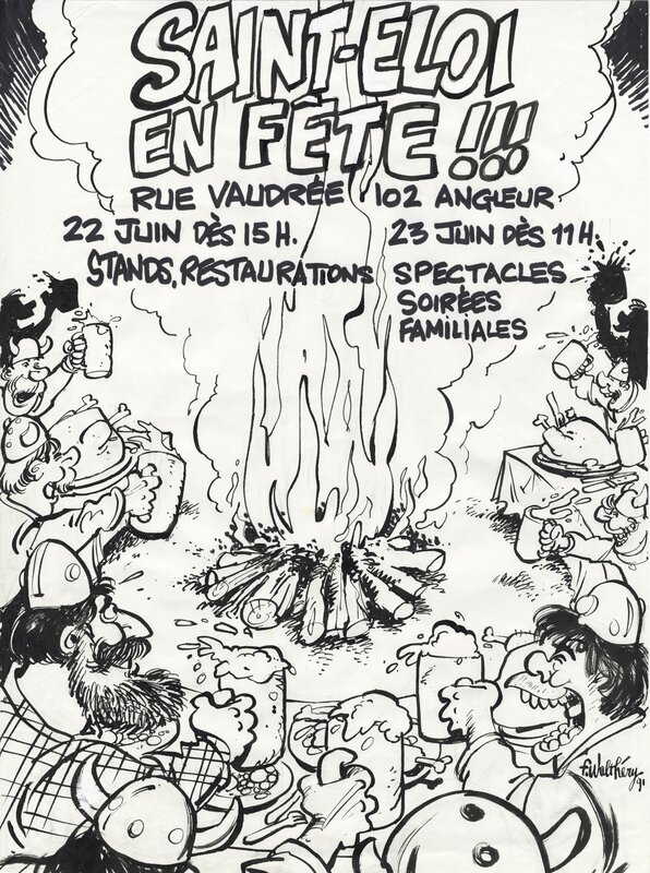 François Walthéry, 1991 - Saint-Eloi en Fete !!! (Poster - Belgian KV) - Original Cover