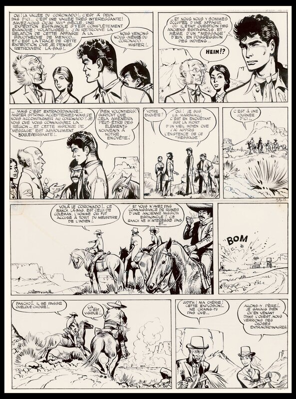 Jijé, Jean Giraud, Philip, 1961 - Jerry Spring - La route de Coronado - Planche originale