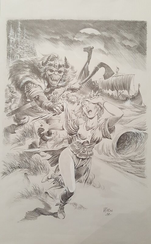 Jean-Yves Mitton, Les vikings Original dessin Librairie CINEFLASH - Comic Strip