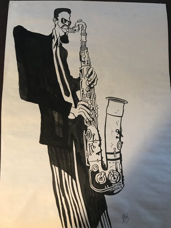 Brüno, Le saxophoniste jazz par l’excellent BRUNO - Original Illustration