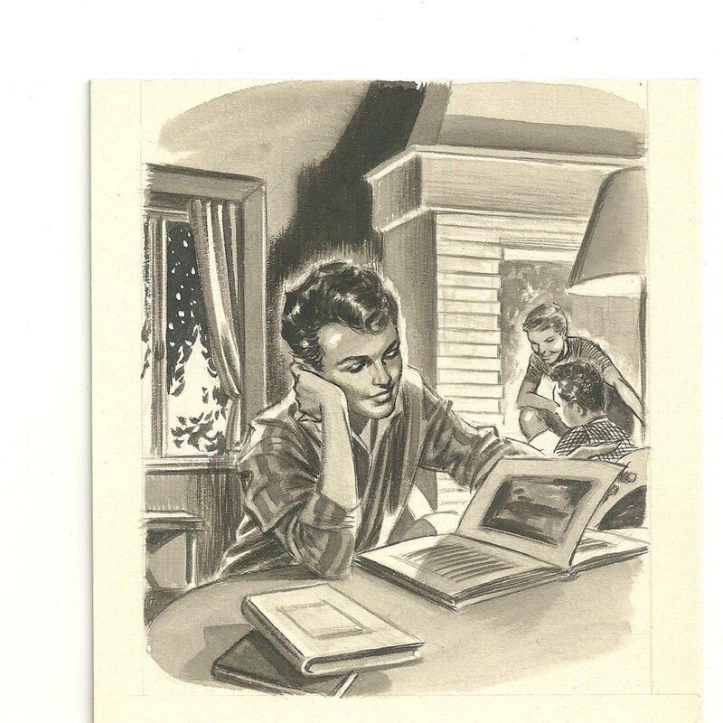 Carlo Marcello, Un moment de lecture - Original Illustration