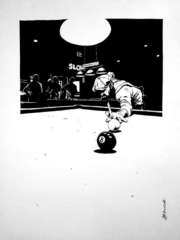 Eight ball II par Christophe Chabouté - Illustration originale