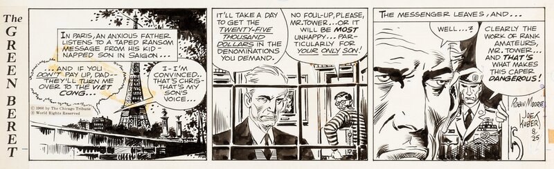 Joe Kubert, Tales of the Green Berets strip du 25 / 8 / 1966 . - Planche originale