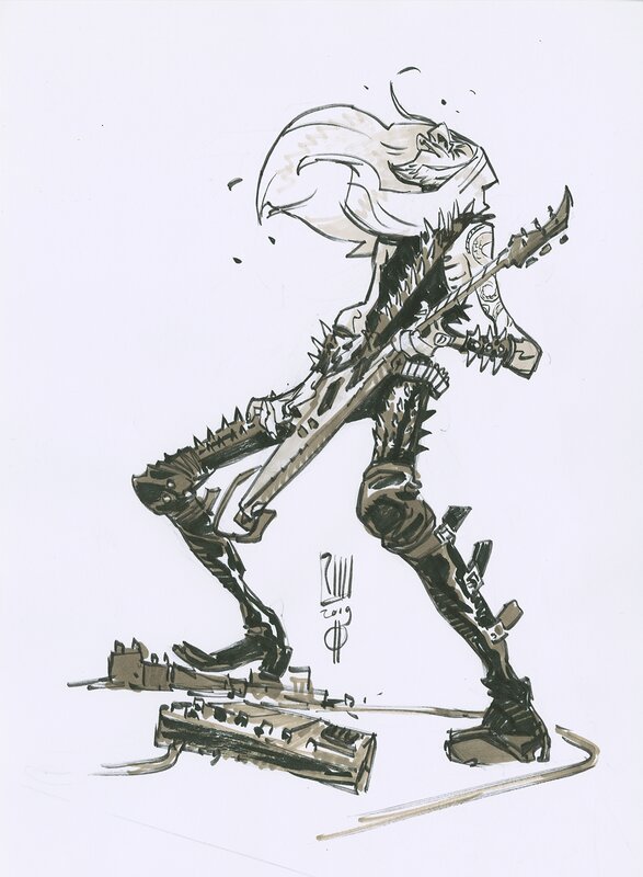 En vente - Metal guitar hero par Roberto Ricci - Illustration originale