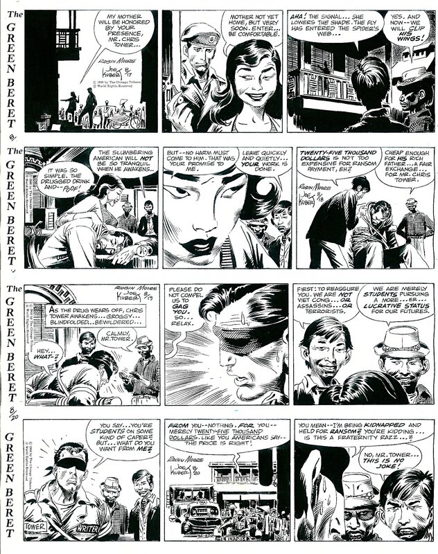 Joe Kubert, Tales of the Green Berets .4  Strips du 17 , 18 , 19 et 20 Aout 1966 . - Comic Strip