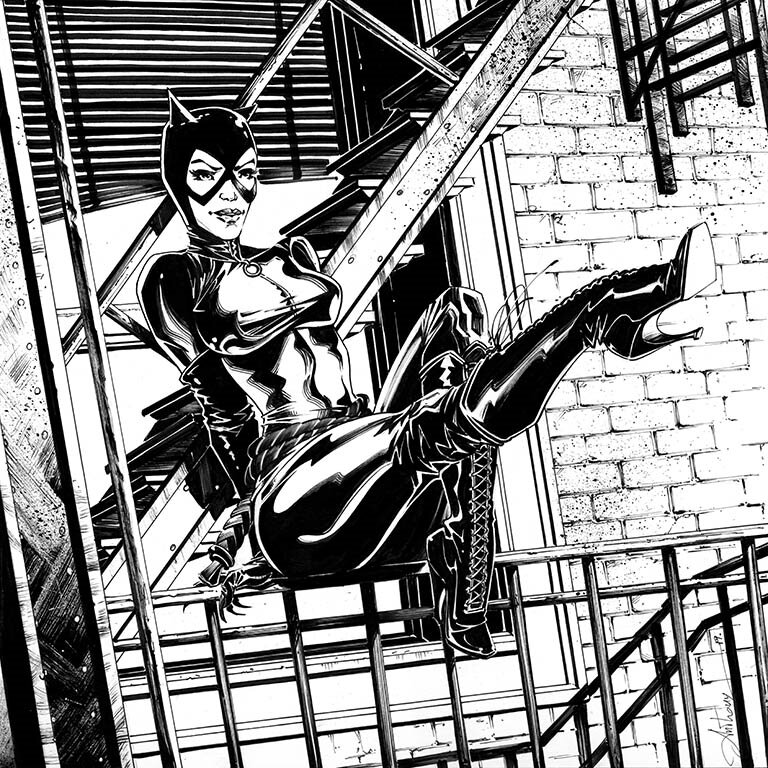 Anthony Jean, Catwoman en équilibre - Original Illustration