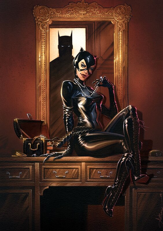 Anthony Jean, Catwoman la main dans le coffre - Illustration originale