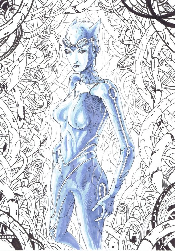 Catwoman Sci-Fi par De Caneva - Original Illustration