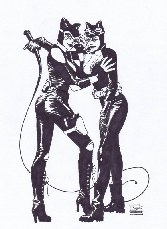 Double Catwoman par Eduardo Risso - Illustration originale