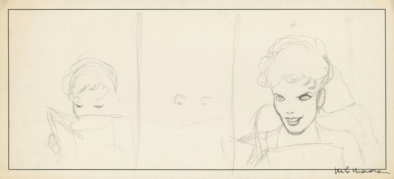 Manara - Prelim de visage sur strip par Milo Manara - Œuvre originale. 