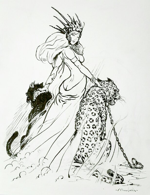 Feline queen by Régis Moulun - Original Illustration