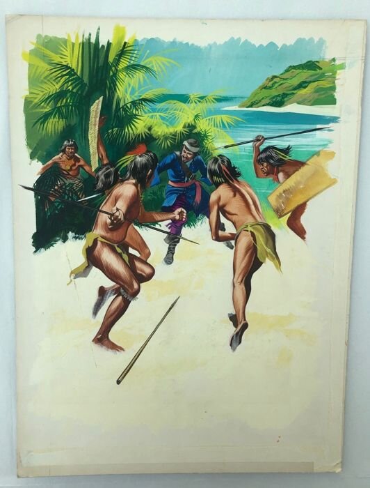 Gerry Embleton, Under attack by natives - Illustration originale