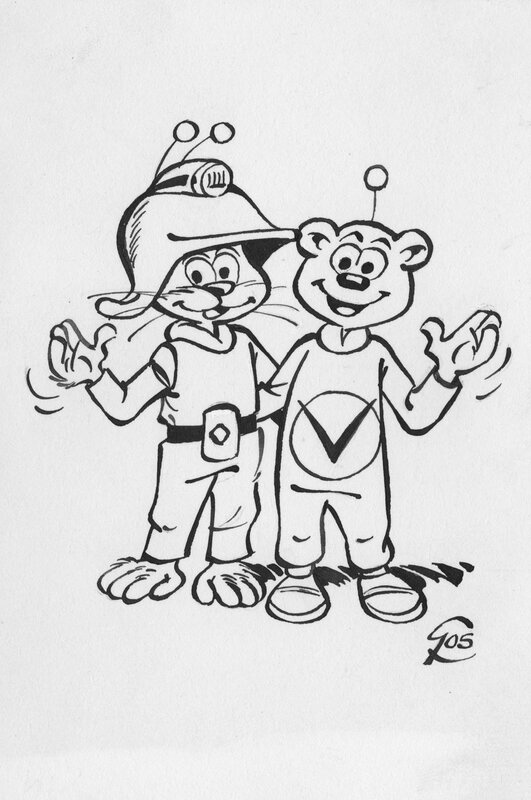 Gos, Le Scrameustache et un Galaxien - Original Illustration