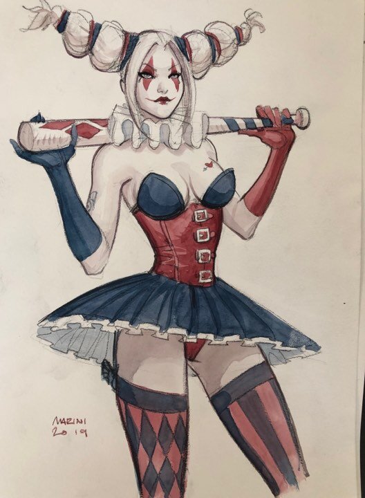 Harley quinn par Enrico Marini - Illustration originale