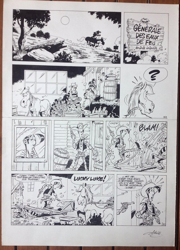 Achdé, Laurent Gerra, Morris, LUCKY LUKE AU QUEBEC - Planche originale