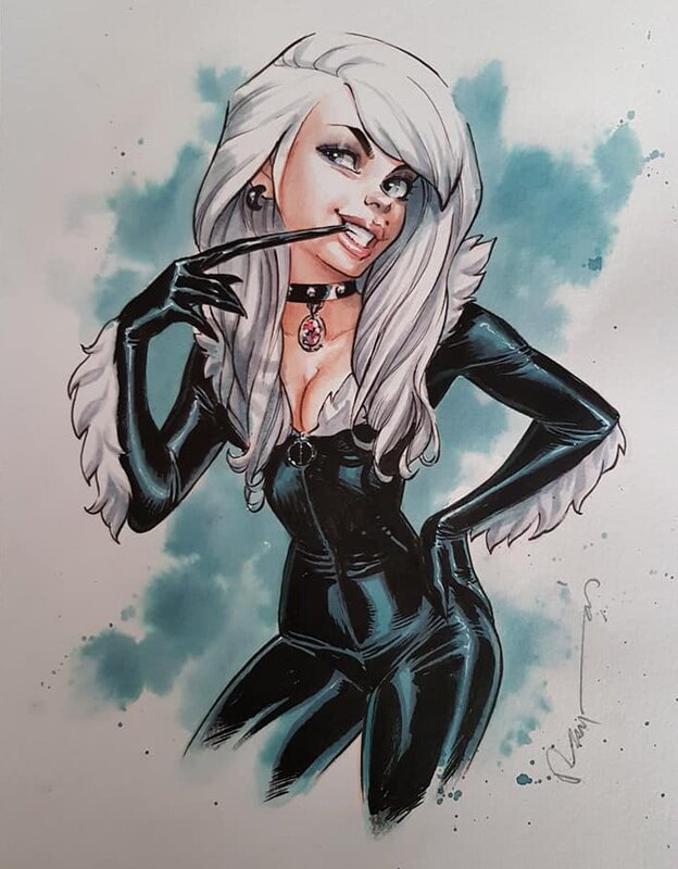 Mathieu Reynes, Harmony as Black cat - Original Illustration
