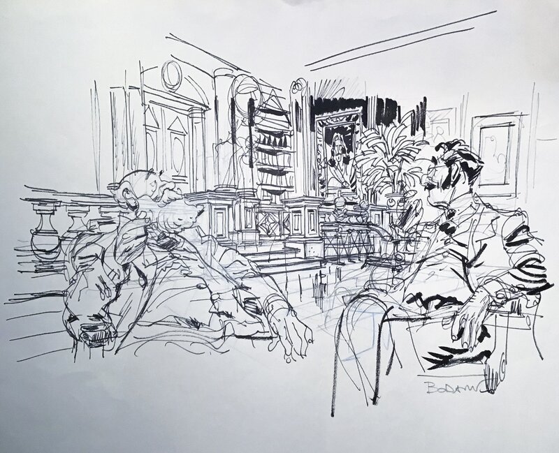 Denis Bodart, GREEN MANOR - croquis d'une scène - Original art