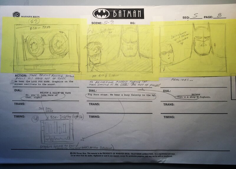 Storyboard Batman d’après Bruce Timm - Œuvre originale