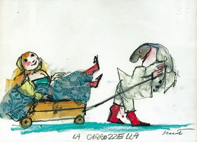 La Carrozzella by Emanuele Luzzati - Original Illustration