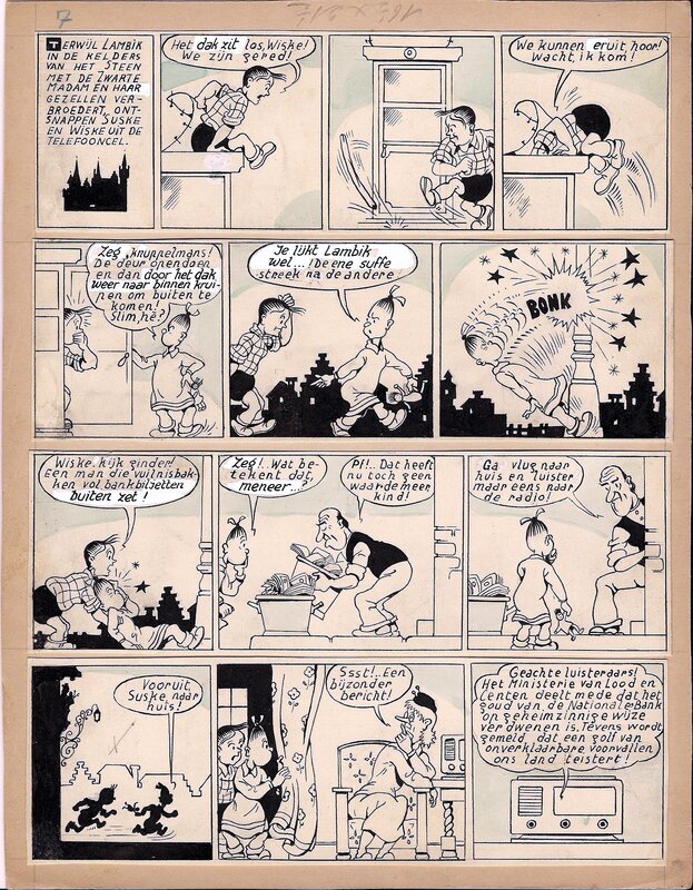 Willy Vandersteen, Bob et Bobette / Suske en Wiske V6 - De Zwarte Madam - Planche originale