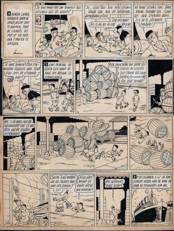 Willy Vandersteen, Bob et Bobette / Suske en Wiske - V7  De Witte Uil - Planche originale