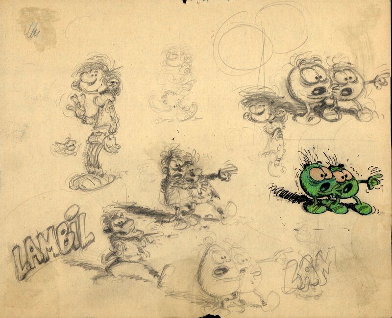 André Franquin, Gaston , Lambil etc. - Sketch