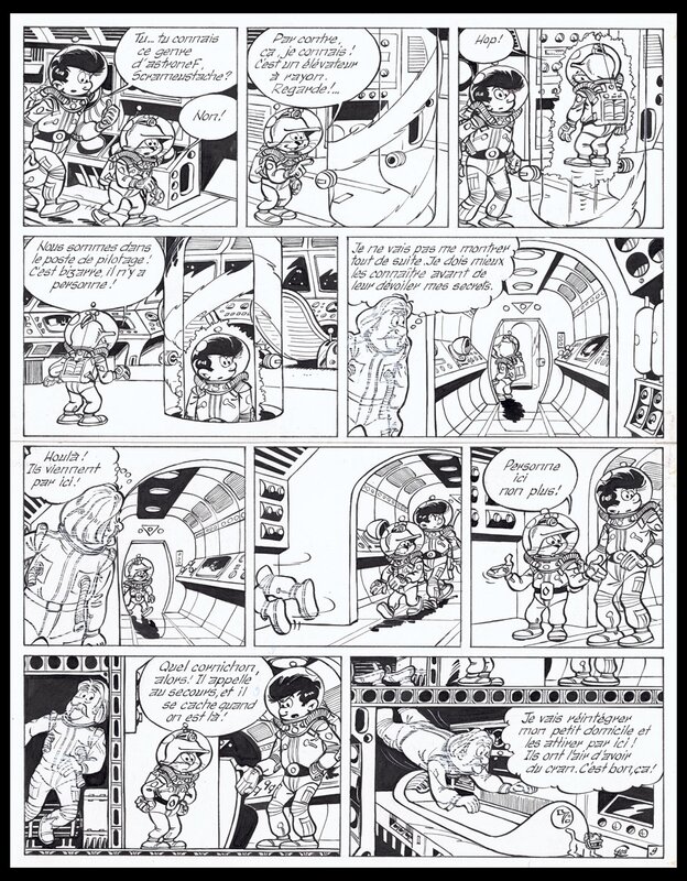 1976 Scrameustache Le Fantome Du Cosmos Par Gos Planche Originale 1976 Scrameustache Le Fantome Du Cosmos Par Gos Planche Originale