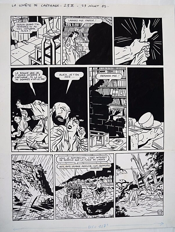 Yves Chaland, Freddy Lombard, p 23, La Comète de Carthage -avec Yann (scénario)-Humanoïdes Associés, 1986 - Planche originale