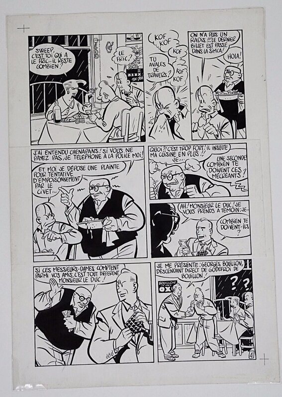 Yves Chaland, Freddy Lombard, Le Testament de Godefroid de Bouillon, Magic Strip, 1981. - Planche originale