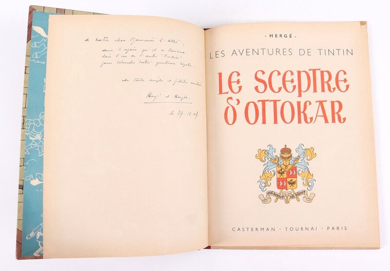 Hergé, 1947 : Le Sceptre d'Ottokar , e.o. B1, à l'abbé Norbert Wallez - Dédicace