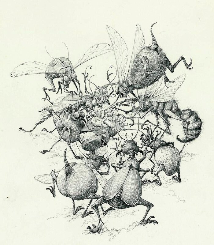 Jean Dulieu, Paulus de Boskabouter - Paulus en de Insecten - Original Illustration