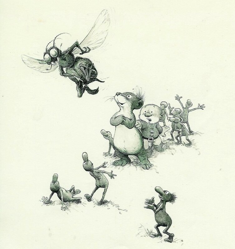 Jean Dulieu, Paulus de Boskabouter - Paulus en de Insecten - Original Illustration