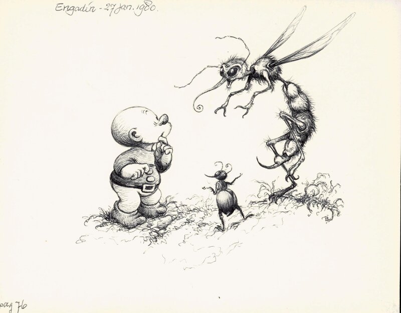 Jean Dulieu, Paulus de Boskabouter - Paulus en de Insecten - Original Illustration