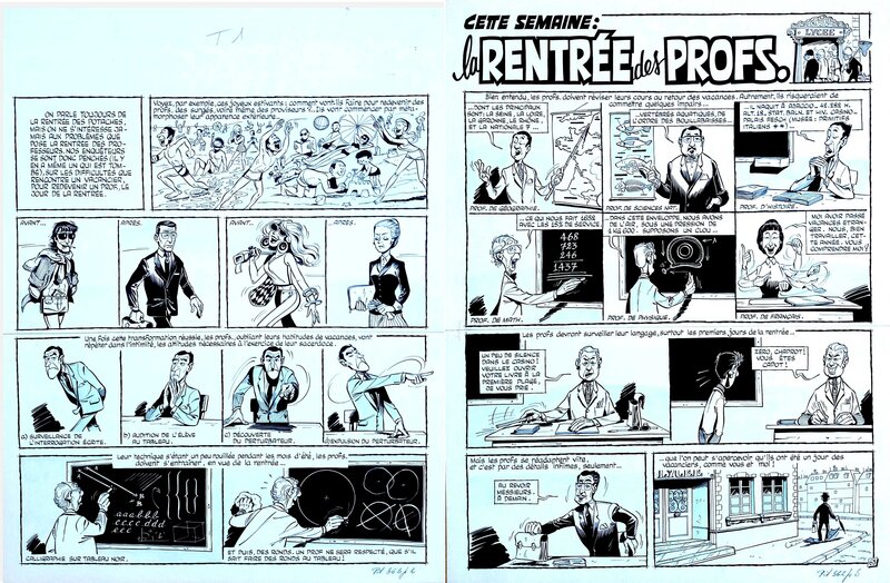 Gotlib, René Goscinny, La rentrée des profs - Planche originale