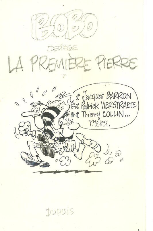 Paul Deliège, Page de garde du dernier bobo - Planche originale