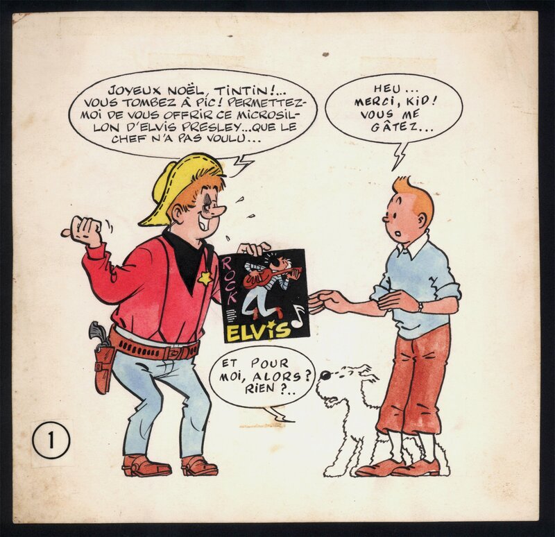 Hergé, Tibet, Kid Ordinn, Tintin et Milou - Illustration originale