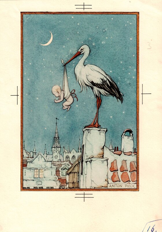 Birthcard par Anton Pieck - Illustration originale