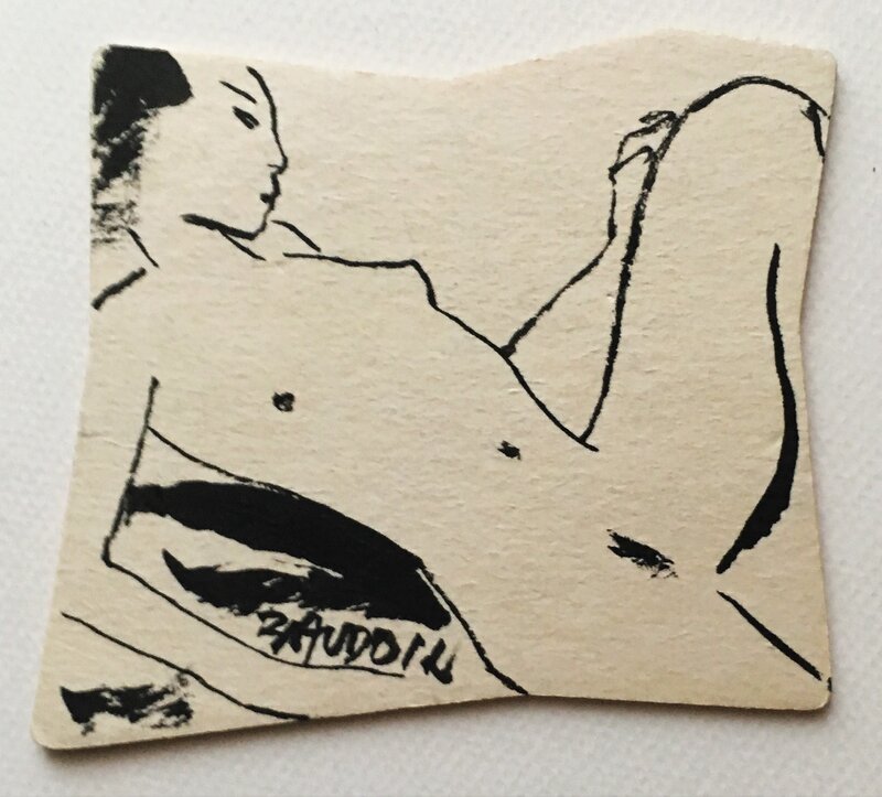 Edmond Baudoin - nu sur sous-bock (2019) - Original Illustration